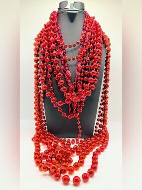 Party Beads! Necklaces; 10 strand lot, in Radiant Red!